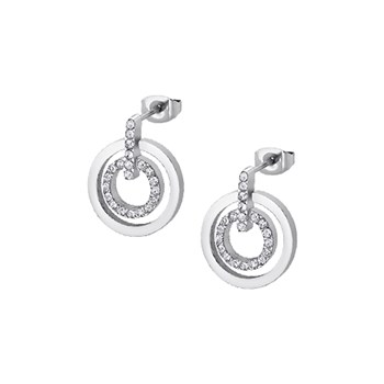 Boucles d'oreilles Lotus bliss acier double anneaux