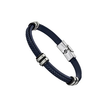 Bracelet Lotus homme cuir marine tressé