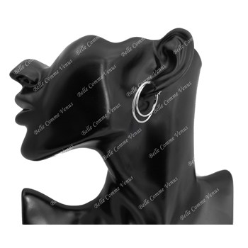 Boucles d'oreilles créole 2 cercles Argent 925 Rhodié