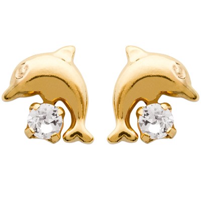 boucles d'oreille bijoux joaillerie Parure plaqué or cristal dauphin pendentif 