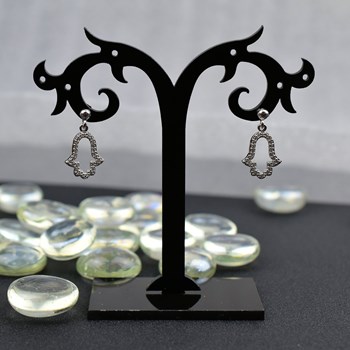 Boucles d'oreilles main de Fatma oxyde de zirconium Argent 925 Rhodié