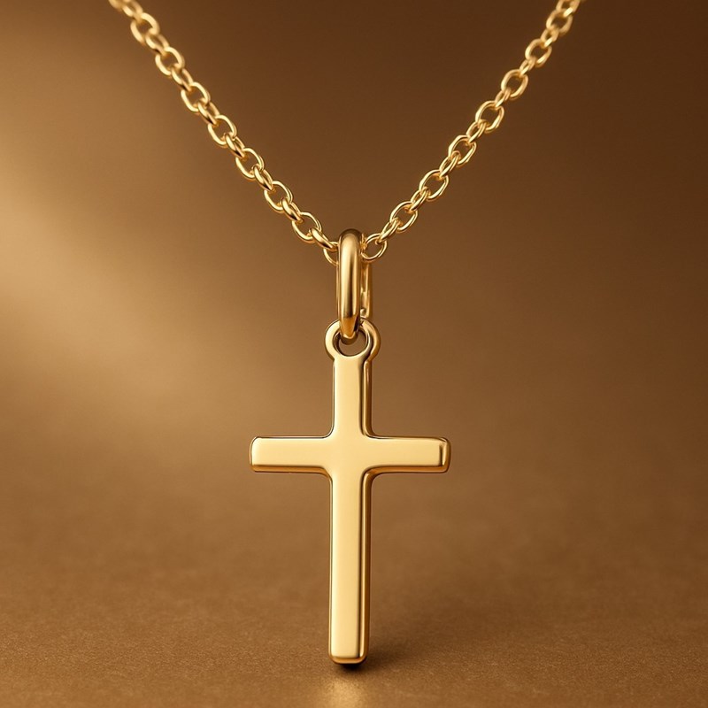 Collier pendentif croix Plaqué OR 750 3 microns - vue 4
