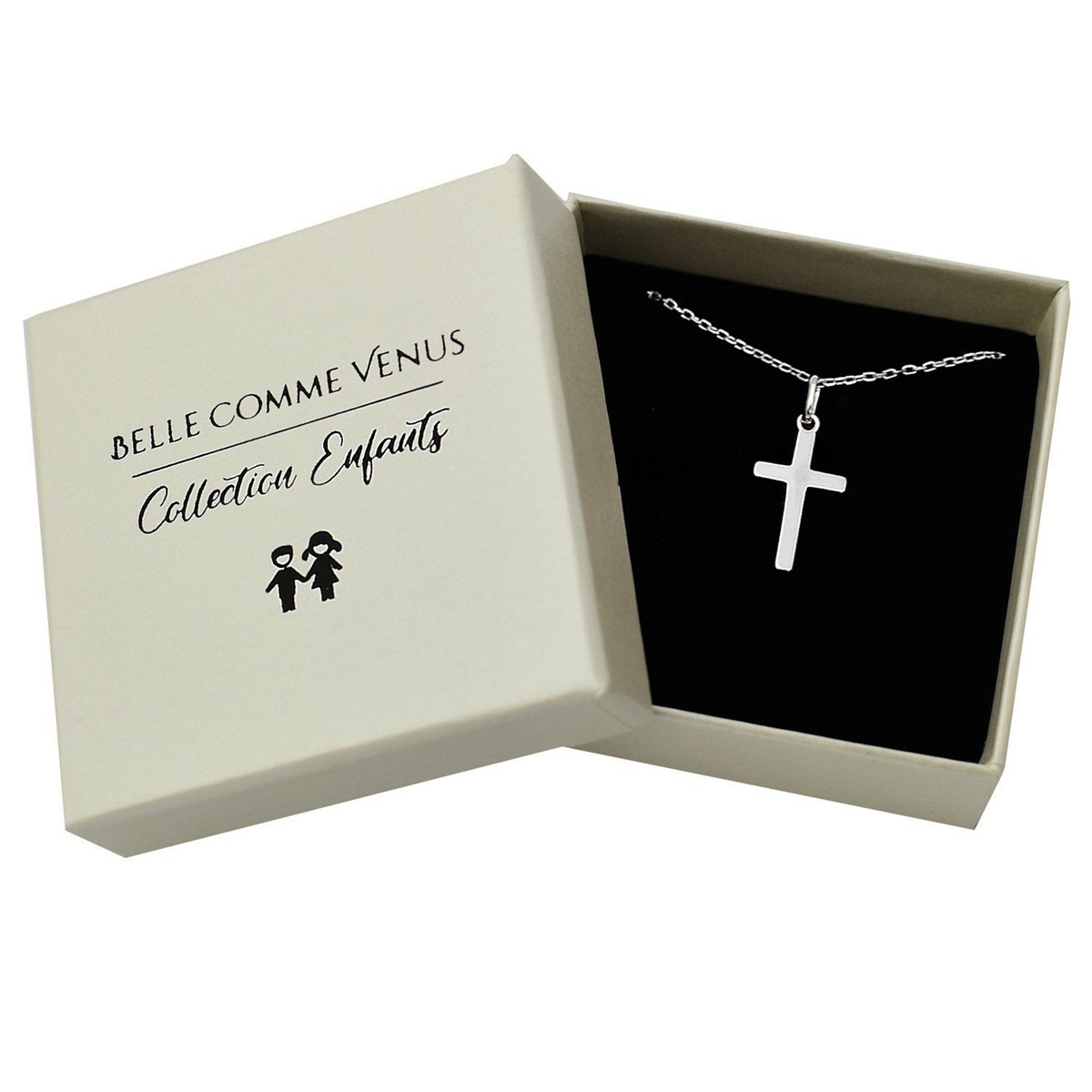 Collier pendentif croix Argent 925 Rhodié - vue 3