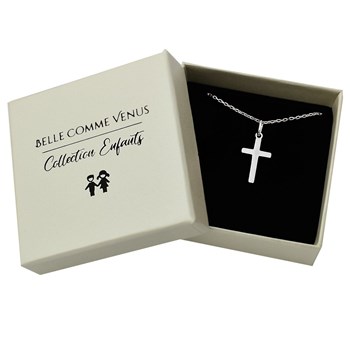 Collier pendentif croix Argent 925 Rhodié