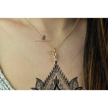 Collier fée quartz pierre naturelle Plaqué OR 750 3 microns