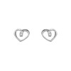 Boucles d'oreilles coeur en argent 925 rhodié et oxyde de zirconium - vue V1