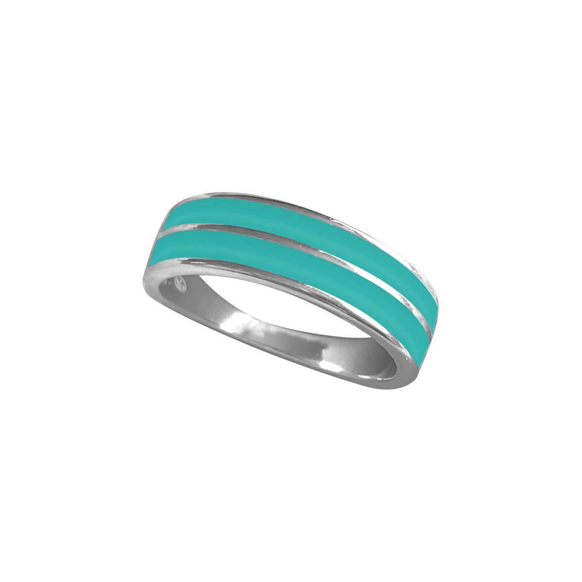 Bague argent 925 rhodié et émail turquoise