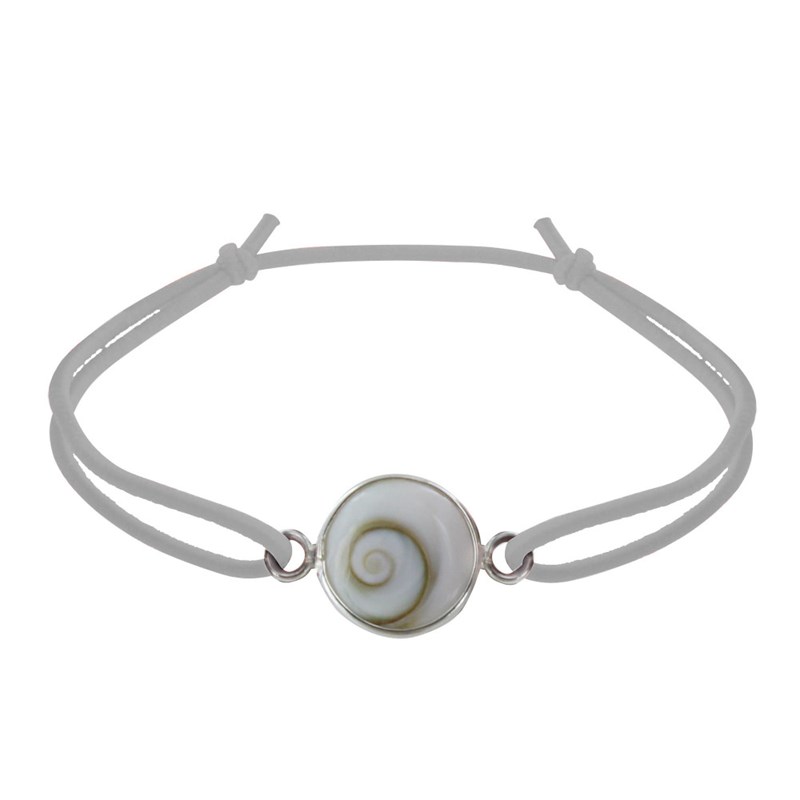 Bracelet Lien Elastique Oeil de Sainte Lucie Rond Argent 925 - Gris clair
