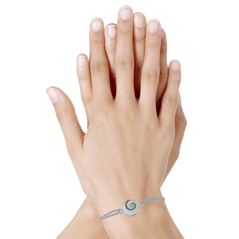 Bracelet Lien Elastique Oeil de Sainte Lucie Rond Argent 925 - Gris clair - vue 2