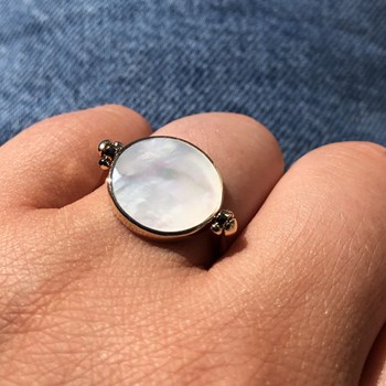 Bague Plaqué Or Mobile Rond de Nacre