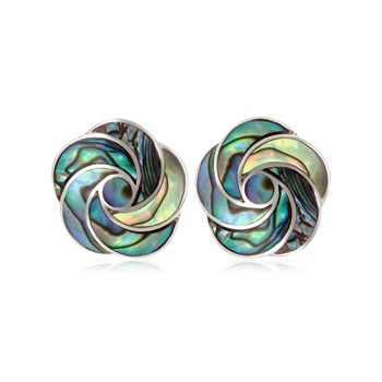 Boucles d'Oreille Fleur en Nacre Abalone & Argent 925 | Éclat Marin - Aden