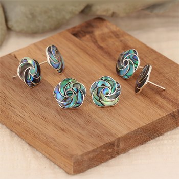 Boucles d'Oreille Fleur en Nacre Abalone & Argent 925 | Éclat Marin - Aden