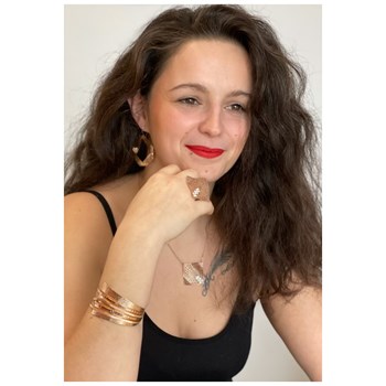Collier ras du cou en plaqué or rose, chaîne, métal géométrique avec perles et cristaux - Bijou de créateur
