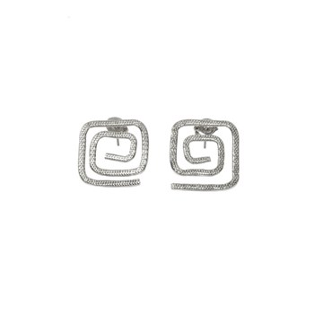 Boucles d'oreilles en plaqué argent, twisty carré martelé à la main - Bijou de créateur