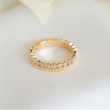 Bague Fine Plaqué Or Couronne Pierres Precieuses Zirconium
