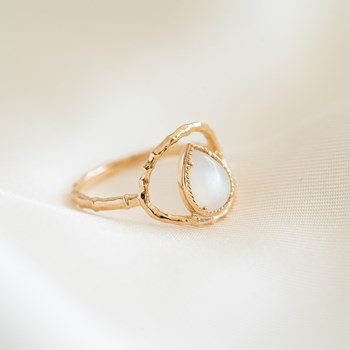 Bague Fine Plaqué Or Pierre de Lune Pierres Precieuses