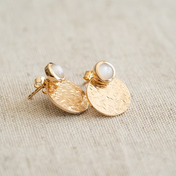 Boucles d'oreilles Pierre de Lune plaqué or Pierre Precieuse