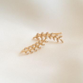 Boucles d'Oreilles Plaqué Or Tendance Epis de Blé Zirconium