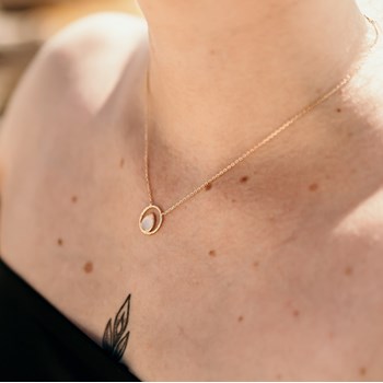 Collier Fin Plaqué Or Pierre de Lune Pierres Precieuses