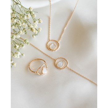 Collier Fin Plaqué Or Pierre de Lune Pierres Precieuses