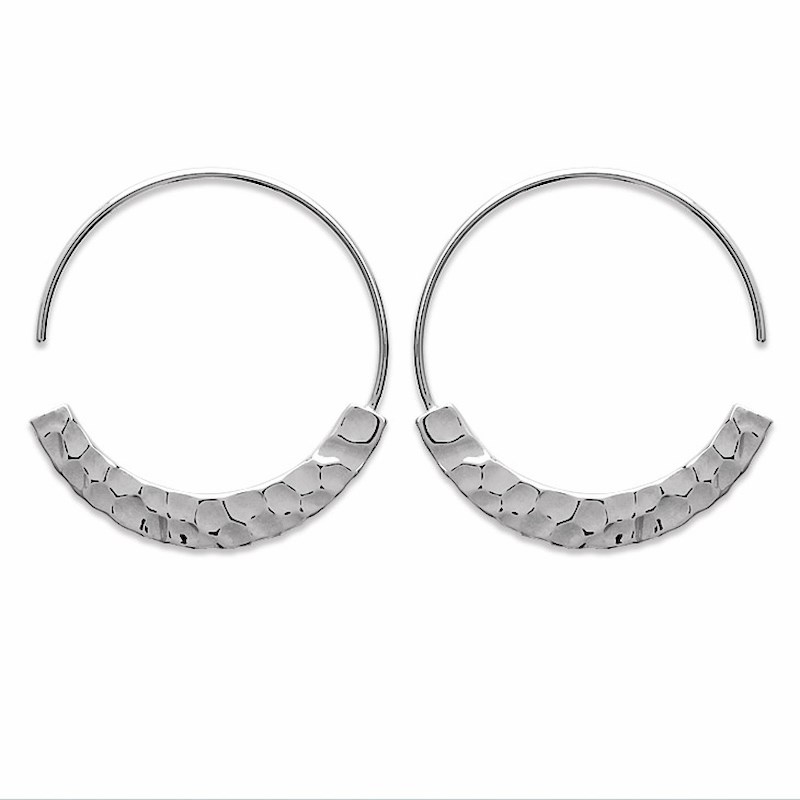 Boucles d'oreilles Créoles Argent Tendance Chic Martelé