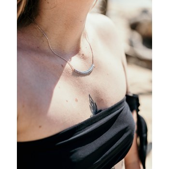 Collier Fin Argent Tendance Feuilles de Laurier Epis de Blé Zirconium