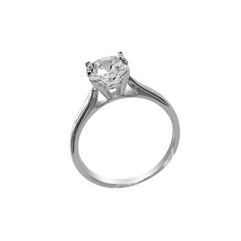Bague solitaire argent 925 rhodié et oxyde de zirconium
