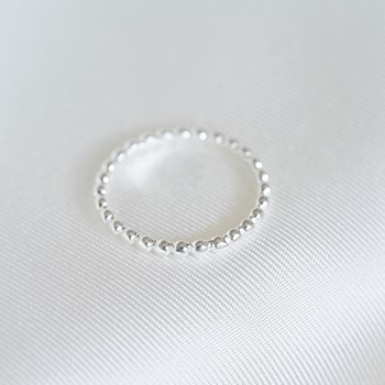 Bague Fine Argent Perlée Boules Tendance