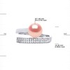 Bague Jonc Ajustable Perle d'Eau Douce Ronde 7-8 mm Rose Joaillerie Argent 925 - vue V3