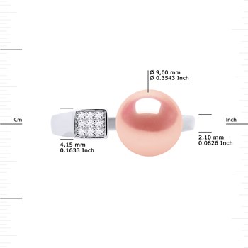 Bague Ajustable Perle d'Eau Douce 9-10 mm Rose Joaillerie Argent 925