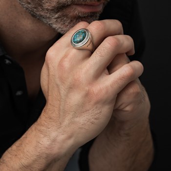 Bague Homme Argent Turquoise Bouddha