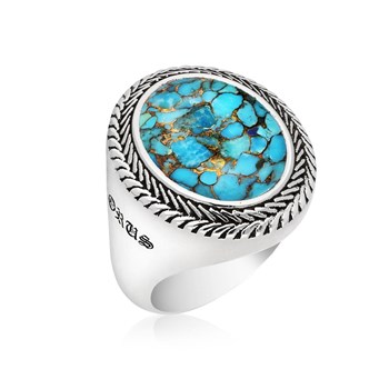 Bague Homme Argent Turquoise Bouddha