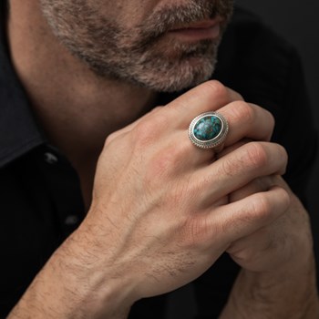 Bague Homme Argent Turquoise Bouddha
