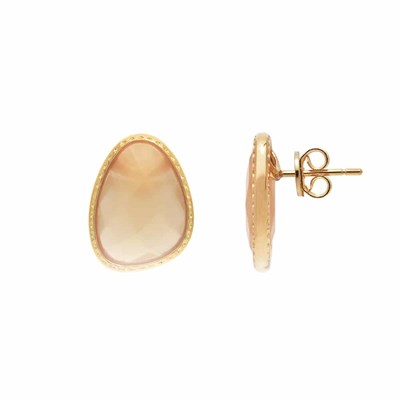 Boucles d'oreilles argent doré victoria cristal pêche - Femme - Autres |  MATY