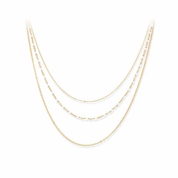 Collier Argent Doré Triple Collier Petite Perles Pierre De Lune Blanche