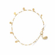 Bracelet Argent Doré Petites Perles Pampilles Et Pierre De Lune