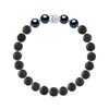 Bracelet BUDDAH Véritables Perles de Culture Colori BLACK TAHITI - Pierre de Lave Naturelle - Argent 925 - vue V1