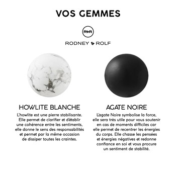 Bracelet BUDDAH Howlite Blanche Véritable - Agate Noire Matte en Argent 925