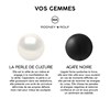 Bracelet BUDDAH Véritables Perles de Culture Colori BLANC NACRE - Agate Noire Matte - Argent 925 - vue V4