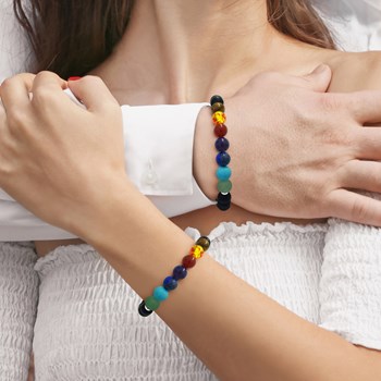 Bracelet SERENITY 7 Chakras - Agate Noire Matte - Argent 925