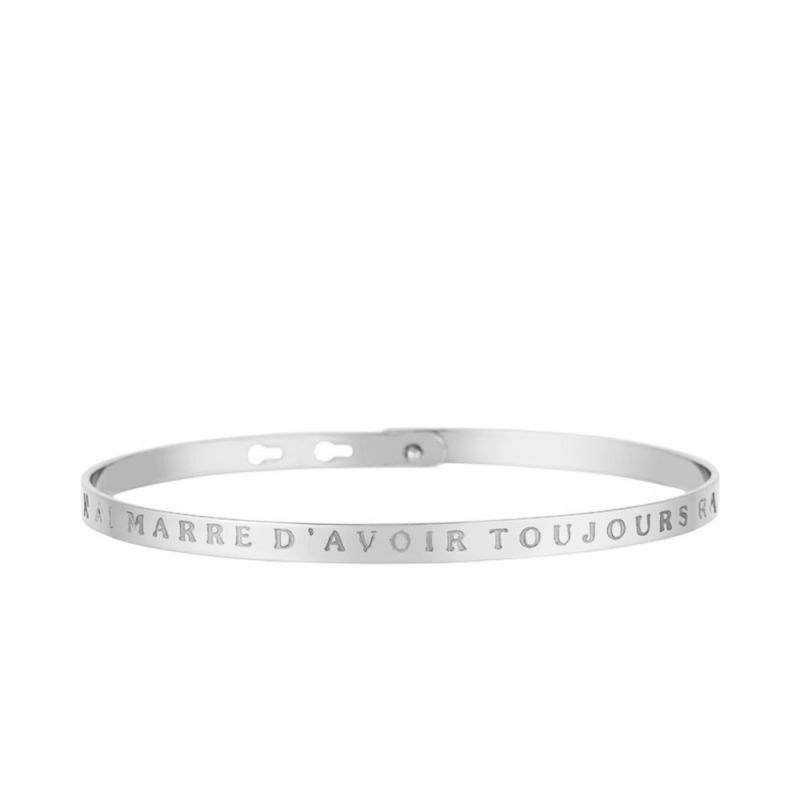 'J'EN AI MARRE D'AVOIR TOUJOURS RAISON' bracelet jonc argenté à message
