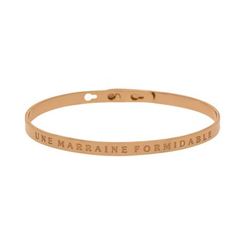 'UNE MARRAINE FORMIDABLE' bracelet jonc rosé à message