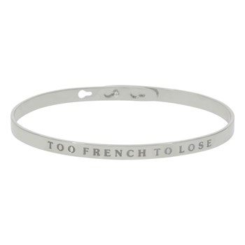 'TOO FRENCH TO LOSE' bracelet jonc argenté à message