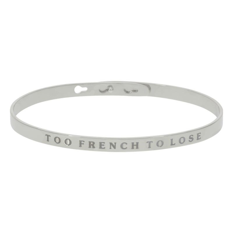 'TOO FRENCH TO LOSE' bracelet jonc argenté à message