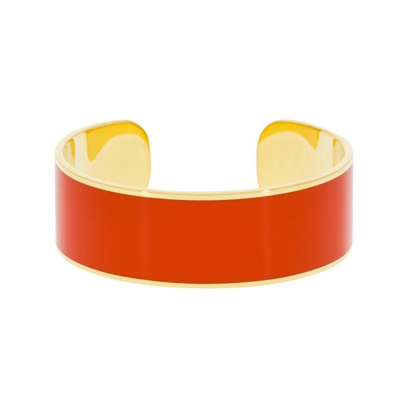 Bracelet manchette 'OSLO' Émail orange finition dorée