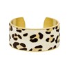 Bracelet manchette 'MOSCOU' fausse fourrure leopard finition dorée - vue V1