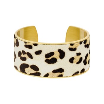 Bracelet manchette 'MOSCOU' fausse fourrure leopard finition dorée