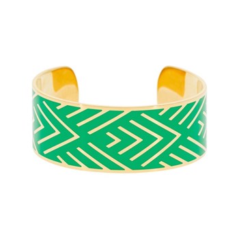 Bracelet manchette 'MEXICO' Émail vert finition dorée