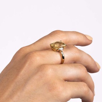 Bague 'Green Hill Quartz' Or jaune et Diamants