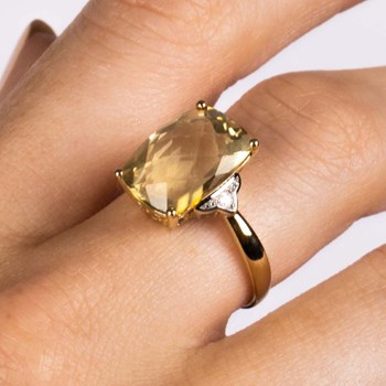 Bague 'Green Hill Quartz' Or jaune et Diamants